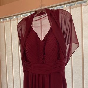 Azazie Raspberry Dress & Shawl